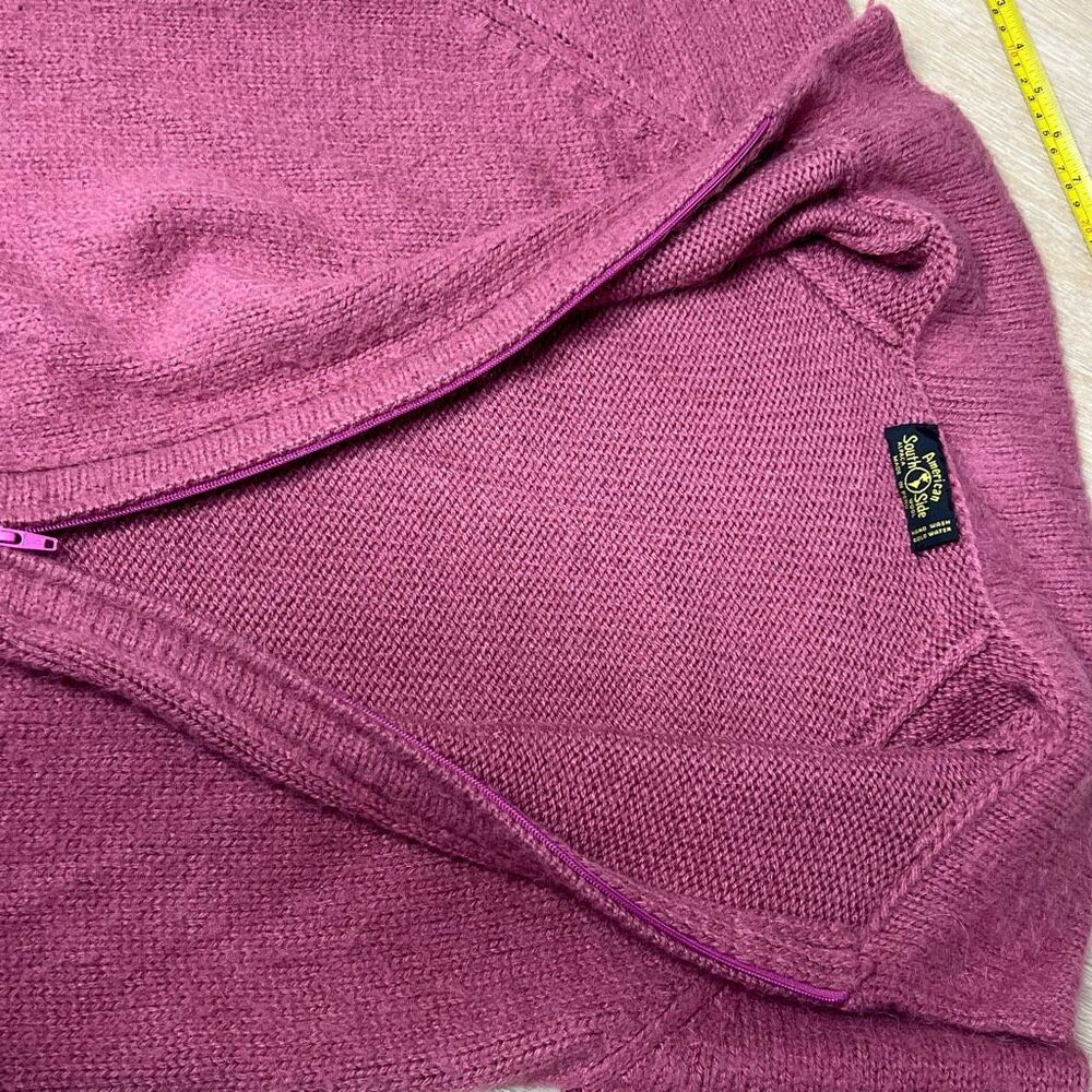 American South Side, Zip-up Alpaca Wool Sweater in Rasberry, Women’s Medium - Picture 9 of 10